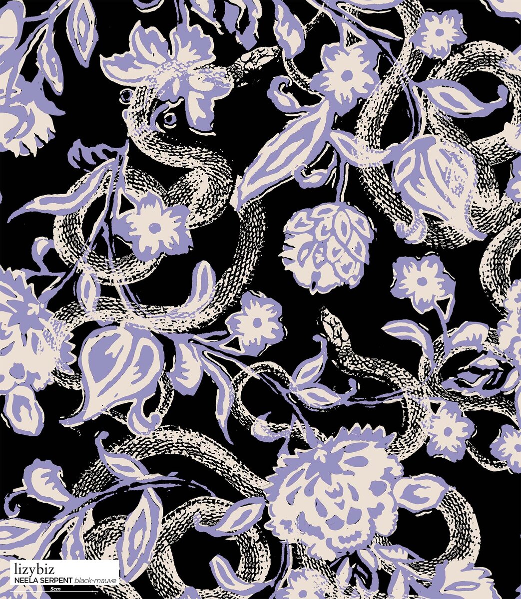 Neela Serpent print in black and mauve